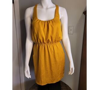 Coquette Babydoll Smocked Satin Mini Dress Mustard Yellow Indie Festival XS